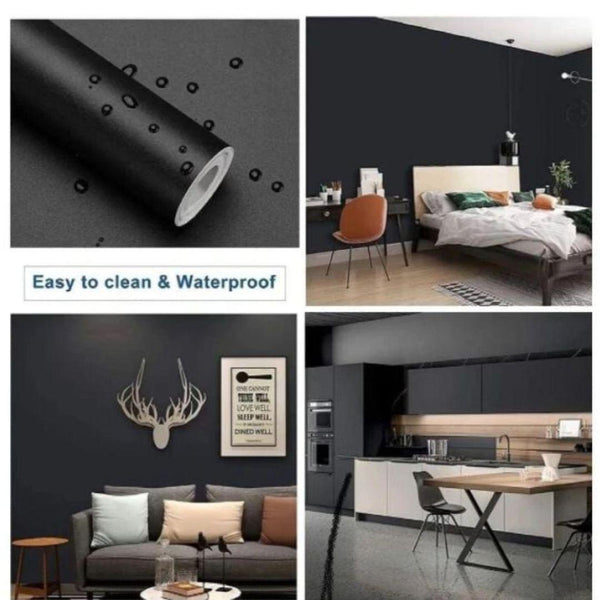 Matte Black Wallpaper Peel and Stick Wallpaper Glossy Self Adhesive Removable Wallpaper